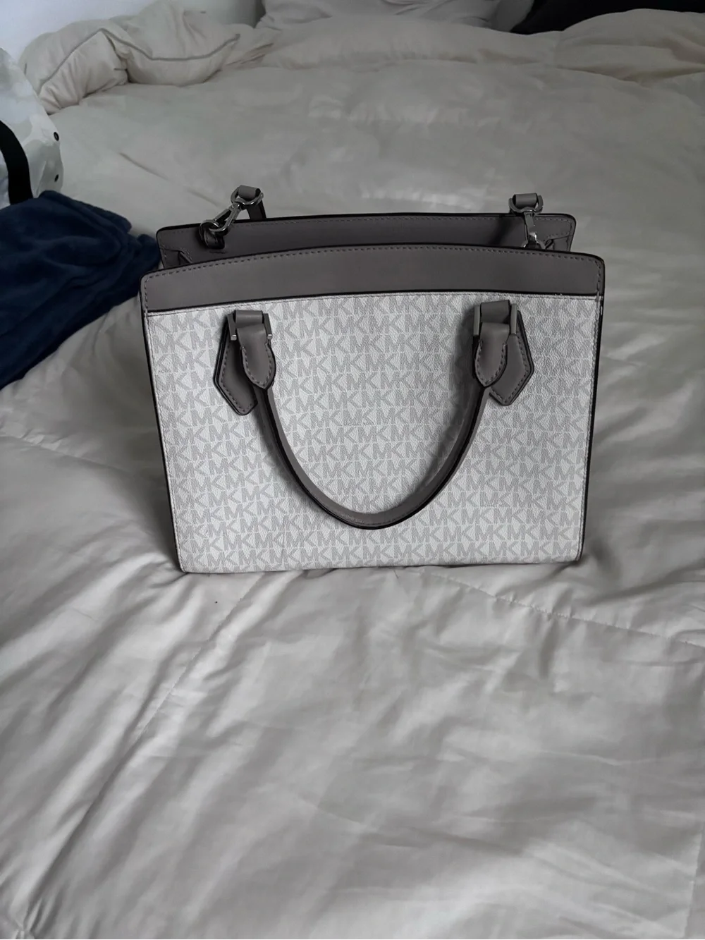 Michael Kors Gray and White Crossbody Satchel